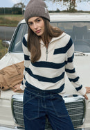 Striped 1/2 Zip Jumper - Universal Blue