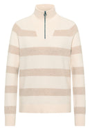 Striped 1/2 Zip Jumper - Desert Beige Melange