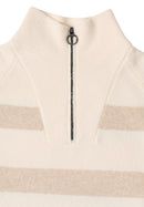 Striped 1/2 Zip Jumper - Desert Beige Melange