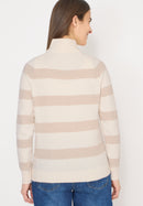 Striped 1/2 Zip Jumper - Desert Beige Melange