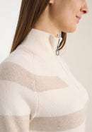 Striped 1/2 Zip Jumper - Desert Beige Melange
