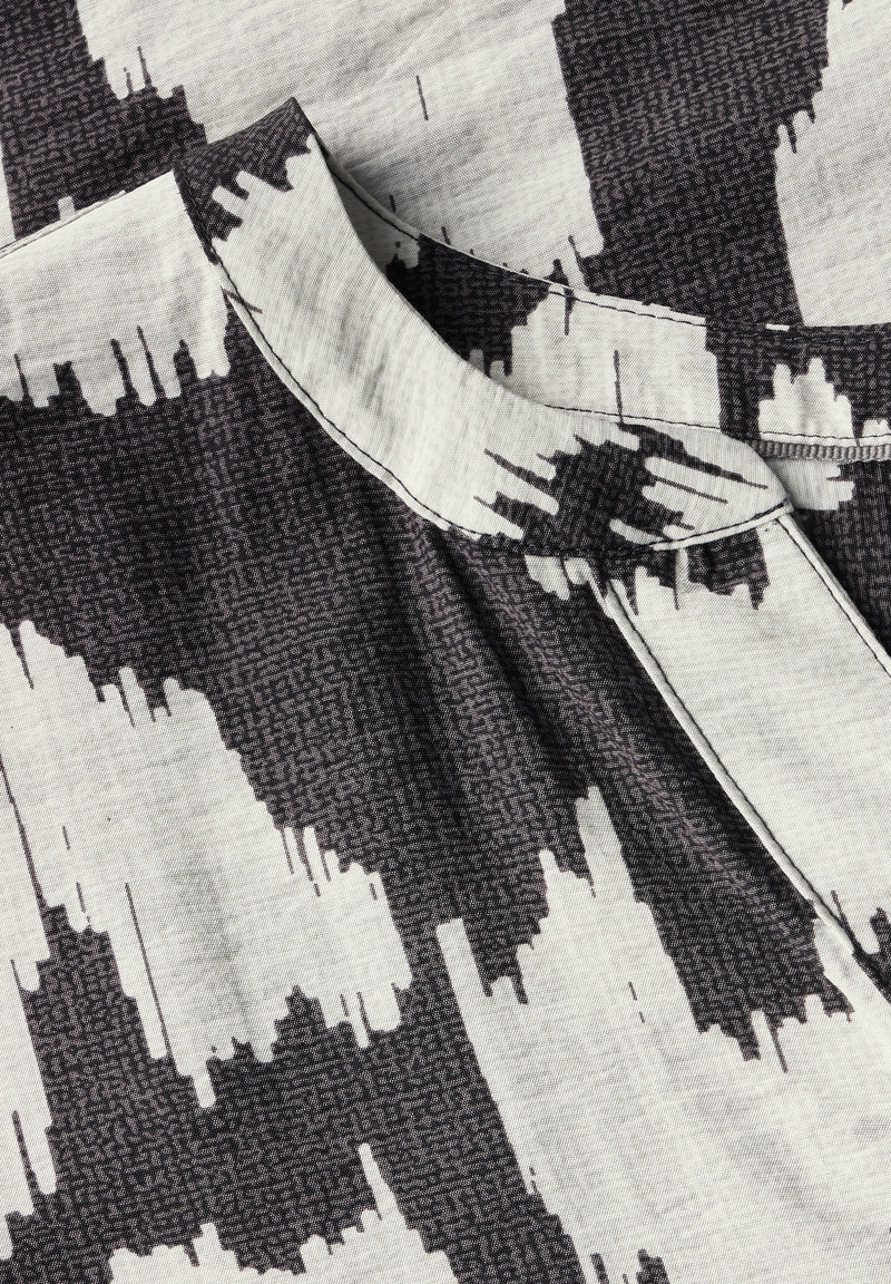 Printed Split Neck Dress - Volcanic Grey