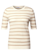 Structure Stripe Round Neck Jumper - Pearl Beige