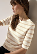 Structure Stripe Round Neck Jumper - Pearl Beige