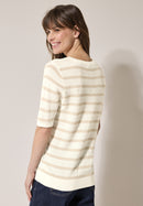 Structure Stripe Round Neck Jumper - Pearl Beige