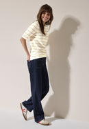 Structure Stripe Round Neck Jumper - Pearl Beige