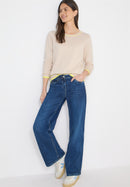 Kickstripe Round Neck Jumper - Pearl Beige Melange
