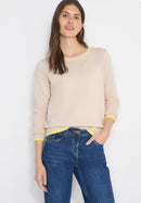 Kickstripe Round Neck Jumper - Pearl Beige Melange