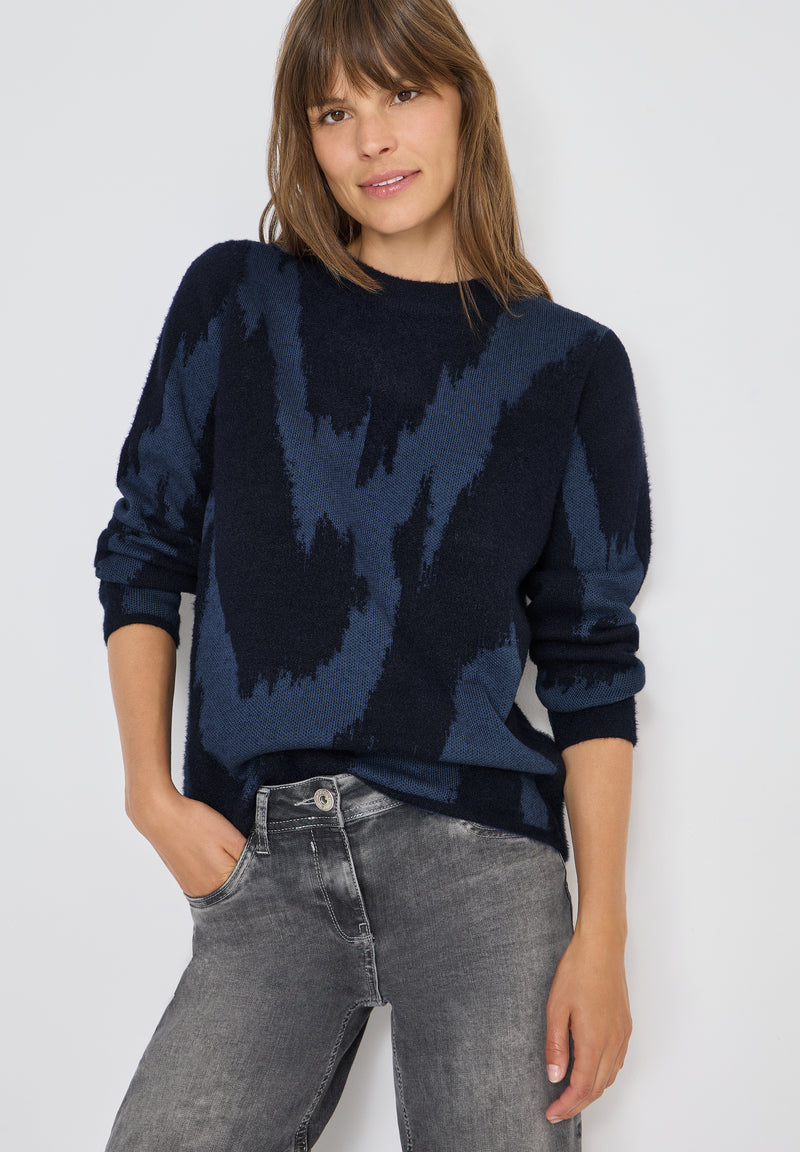 AOP Round Neck Pullover - Urban Dark Blue