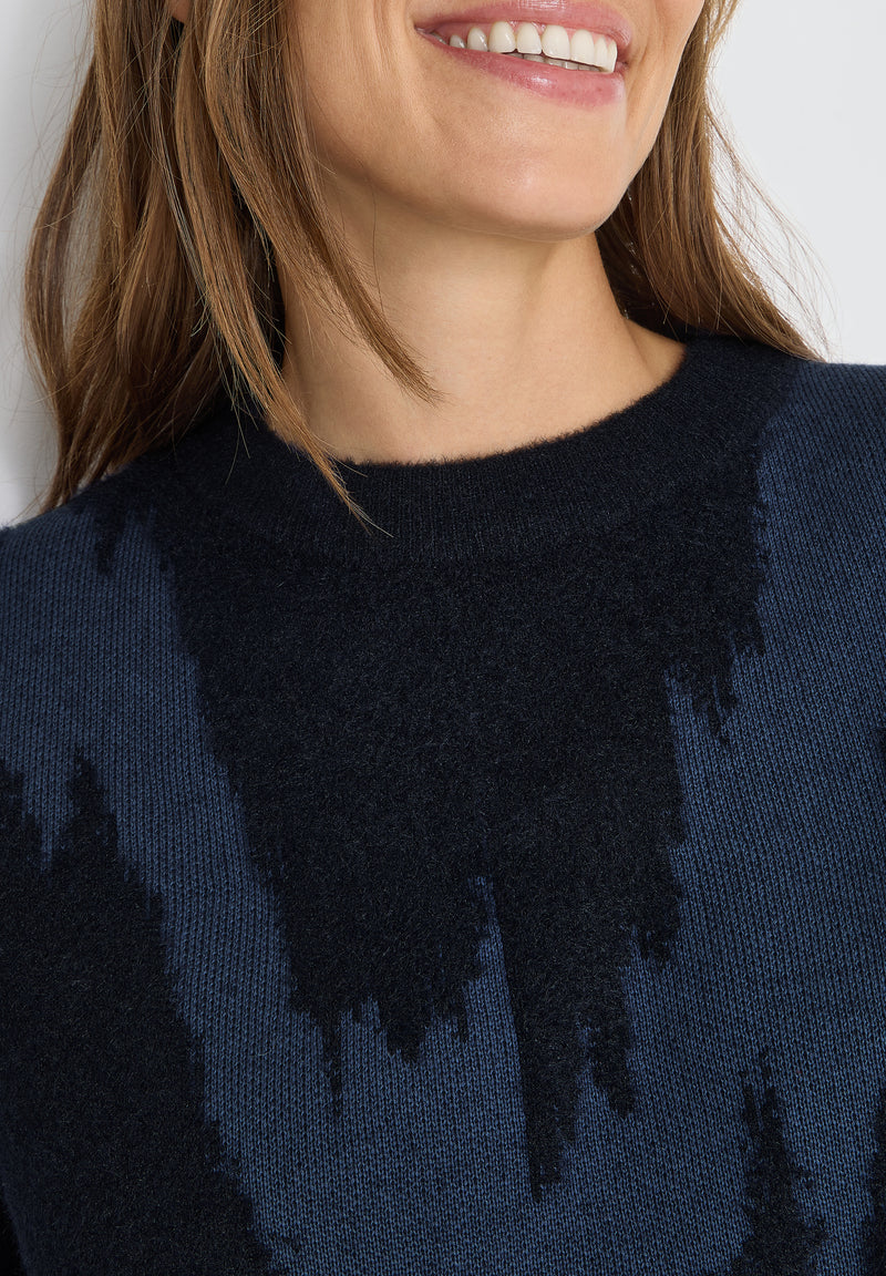 AOP Round Neck Pullover - Urban Dark Blue
