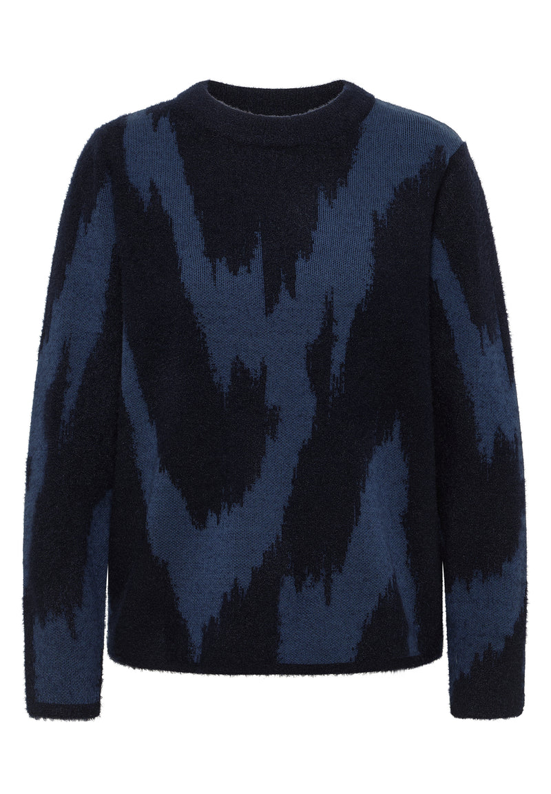 AOP Round Neck Pullover - Urban Dark Blue