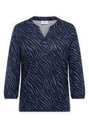 Minimal Print Split Neck Tunic - Urban Dark Blue