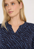 Minimal Print Split Neck Tunic - Urban Dark Blue