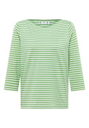 Boatneck Basic Stripe T-Shirt - Fennel Green