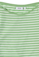 Boatneck Basic Stripe T-Shirt - Fennel Green