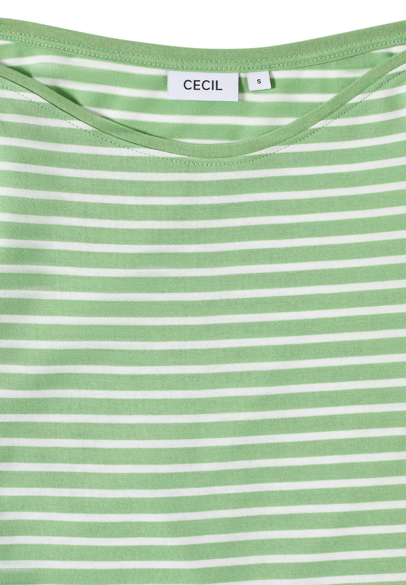 Boatneck Basic Stripe T-Shirt - Fennel Green