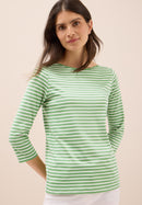 Boatneck Basic Stripe T-Shirt - Fennel Green