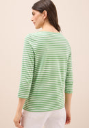 Boatneck Basic Stripe T-Shirt - Fennel Green