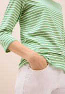 Boatneck Basic Stripe T-Shirt - Fennel Green
