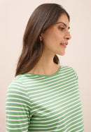 Boatneck Basic Stripe T-Shirt - Fennel Green