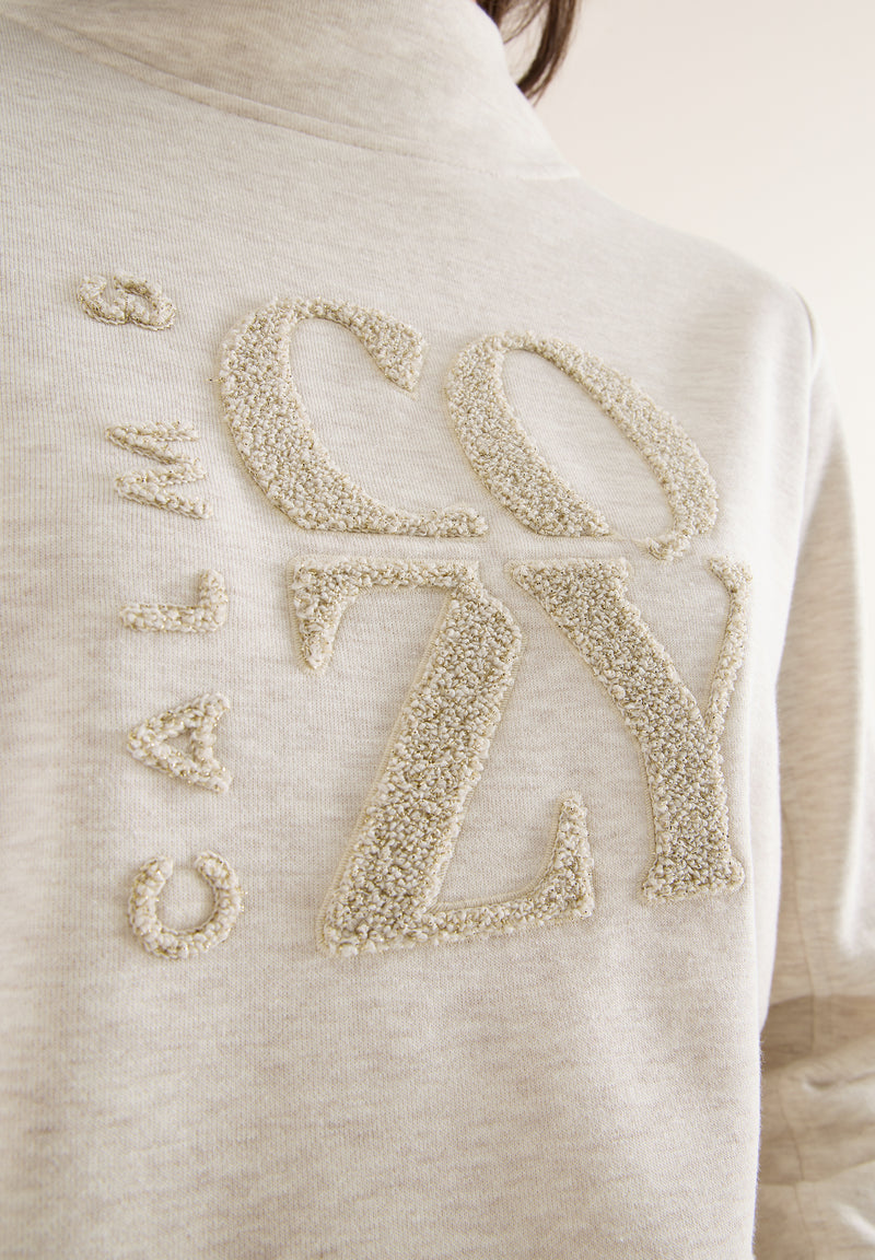 Funnelneck Sweatshirt - Oat Milk Beige Melange