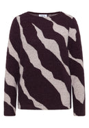 Big Print Feather Yarn T-Shirt - Eggplant Red