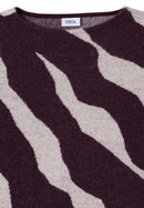 Big Print Feather Yarn T-Shirt - Eggplant Red