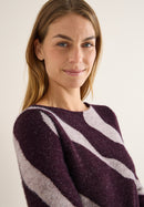 Big Print Feather Yarn T-Shirt - Eggplant Red