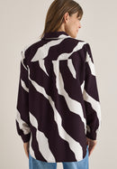 Splitneck Print Blouse - Eggplant Red