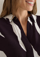 Splitneck Print Blouse - Eggplant Red