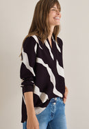 Splitneck Print Blouse - Eggplant Red