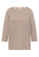 Basic Stripe Boatneck T-shirt - Oat Milk Beige