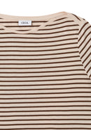 Basic Stripe Boatneck T-shirt - Oat Milk Beige