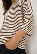 Basic Stripe Boatneck T-shirt - Oat Milk Beige