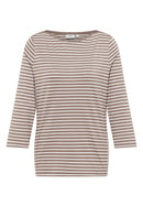 Boatneck Basic Stripe T-Shirt - Cocoa Taupe