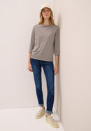 Boatneck Basic Stripe T-Shirt - Cocoa Taupe