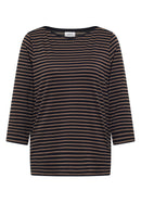 Basic Stripe Boatneck T-shirt - Urban Dark Blue Cocoa Taupe