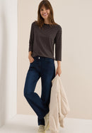 Basic Stripe Boatneck T-shirt - Urban Dark Blue Cocoa Taupe