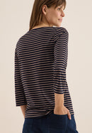 Basic Stripe Boatneck T-shirt - Urban Dark Blue Cocoa Taupe