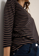 Basic Stripe Boatneck T-shirt - Urban Dark Blue Cocoa Taupe