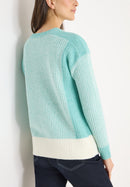 Cosy Mouliné Round Neck Jumper - Light Foam Blue