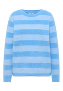 Striped Feather Yarn Pullover - Fountain Blue