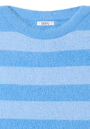 Striped Feather Yarn Pullover - Fountain Blue