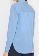 Seersucker Stripe Blouse - Fountain Blue