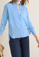 Seersucker Stripe Blouse - Fountain Blue