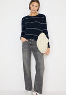 Stucture stripe Pullover - Deep Denim Blue Melange