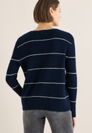 Stucture stripe Pullover - Deep Denim Blue Melange