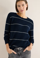 Stucture stripe Pullover - Deep Denim Blue Melange