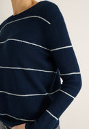 Stucture stripe Pullover - Deep Denim Blue Melange