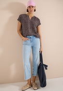Minimal Print Blouse - Brown Cacao